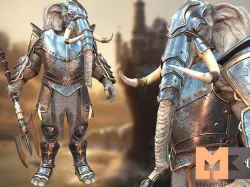 Elephant Warrior Low-poly 3D model