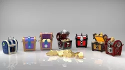 Fantasy chests pack  Low-poly 3D model