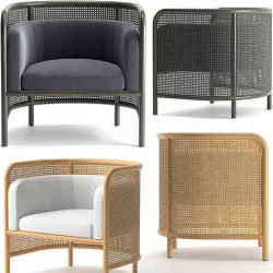 Fields Cane Back Accent Chair 3D model