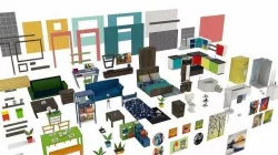  furniture set  Low-poly 3D model