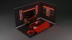 Gaming room setup Low-poly 3D model