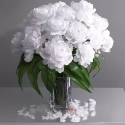 Giant white peonies hall glass vase  3D model