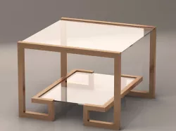 Gold-brass and Glass table 3D model