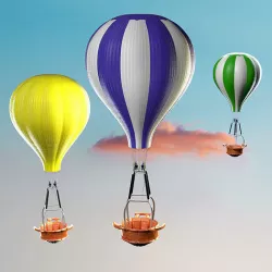Hot air balloon Low-poly 3D model