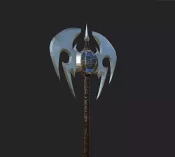 Large double-edged battle axe with a spear tip low-poly 3D model Low-poly 3D model