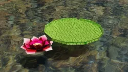Lotus flower and its leaf in the spirit of origami art Low-poly 3D model