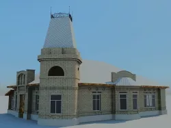 Mansion classic baroque style house with tower 3D model