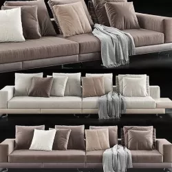 Minotti White Saddle Hide Sofa 3D model