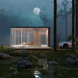 Modern exterior in forest Low-poly 3D model