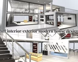 modern house exterior interior design 3D model
