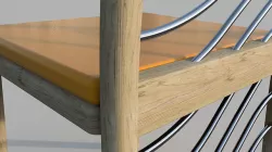 Modern wood and metal Dining Chair with leather cushion 3D model