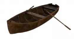 Old wooden rowing boat Low-poly 3D model