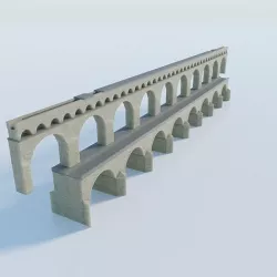 Pont du Gard Aqueduct Low-poly 3D model