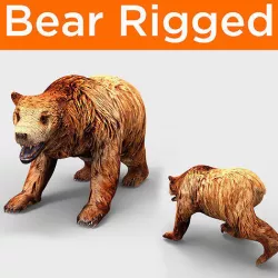 Red Bear Rigged 3D Models game Low-poly 3D model