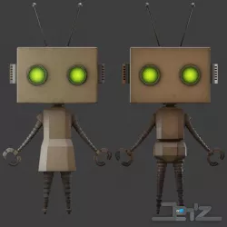 Rusty Litlle Couple Robot Low-poly 3D model