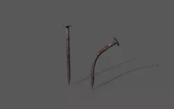 Rusty straight and bent nails Low-poly 3D model