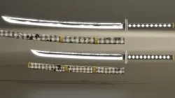 Sci-fi samurai Katana set with Wakizashi Low-poly 3D model