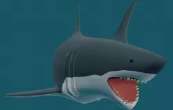 Semi-Realistic Great White Shark Low-poly 3D model