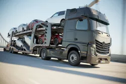 Semi-truck with car carrier trailer 3D model