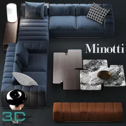 Sofa set freeman system by Minotti Realistic 3D Model  Low-poly 3D model