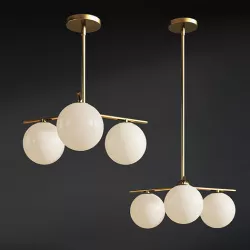 Sphere Stem 3 Light Chandelier Westelm 3D model
