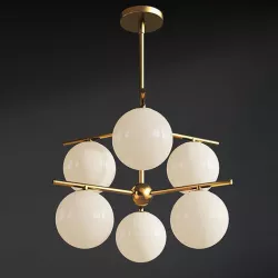 Sphere Stem 6 Light Chandelier Westelm 3D model