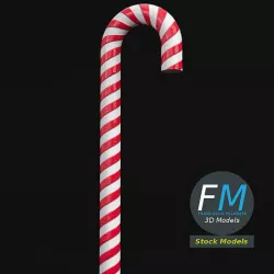 Striped candy cane 3D model
