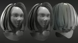 Stylized Asian Female Head Low-poly 3D model