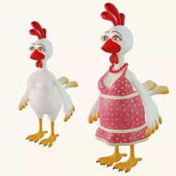 Stylized cartoon chicken Low-poly 3D model