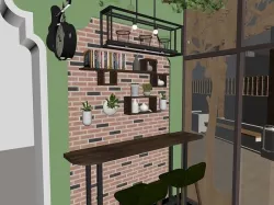 Sun roomn restaurant card seat bar European style screen 3D model