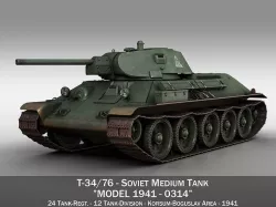 T-34-76 - Model 1941 -Soviet medium tank - 0314 3D model