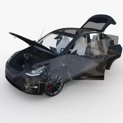 Tesla Model Y AWD Black with interior and chassis 3D model