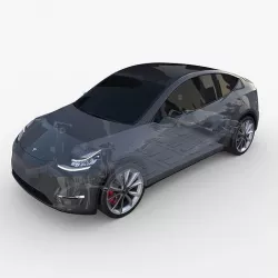 Tesla Model Y AWD Midnight Silver with chassis 3D model