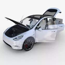 Tesla Model Y AWD White with interior and chassis 3D model