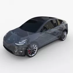 Tesla Model Y RWD Midnight Silver with chassis 3D model