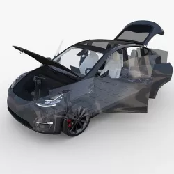 Tesla Model Y RWD Midnight Silver with interior and chassis 3D model