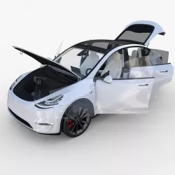 Tesla Model Y RWD White with interior and chassis 3D model
