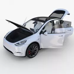 Tesla Model Y White with interior 3D model