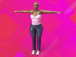 Thick N Sexy Light Skin Lady with pink braids 3D model