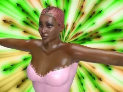 Thick N Sexy Light Skin Lady with pink braids in Thong 3D model