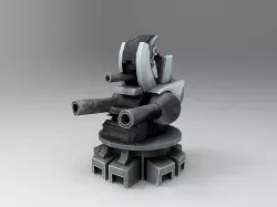  Turret Low-poly 3D model