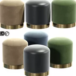 Velvet Pouffe with Copper Powder Coated Base by Bohemiana 3D model