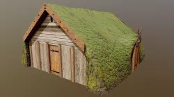 Viking icelandic turf house Low-poly 3D model