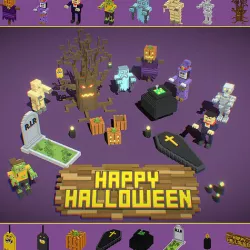 Voxel Halloween Pack Low-poly 3D model