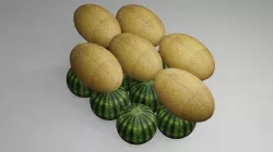 Watermelon and Melon Low-poly 3D model