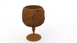wine glass with grappes 3D model