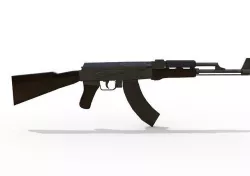 Ak47 low poly 3d midel mwith texture Low-poly 3D model