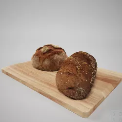 Bread and Cutting board 3D model