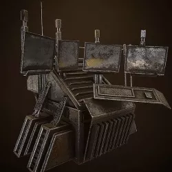Broken futuristic computer  Low-poly 3D model