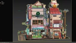 Building cartoon style scene 3D model